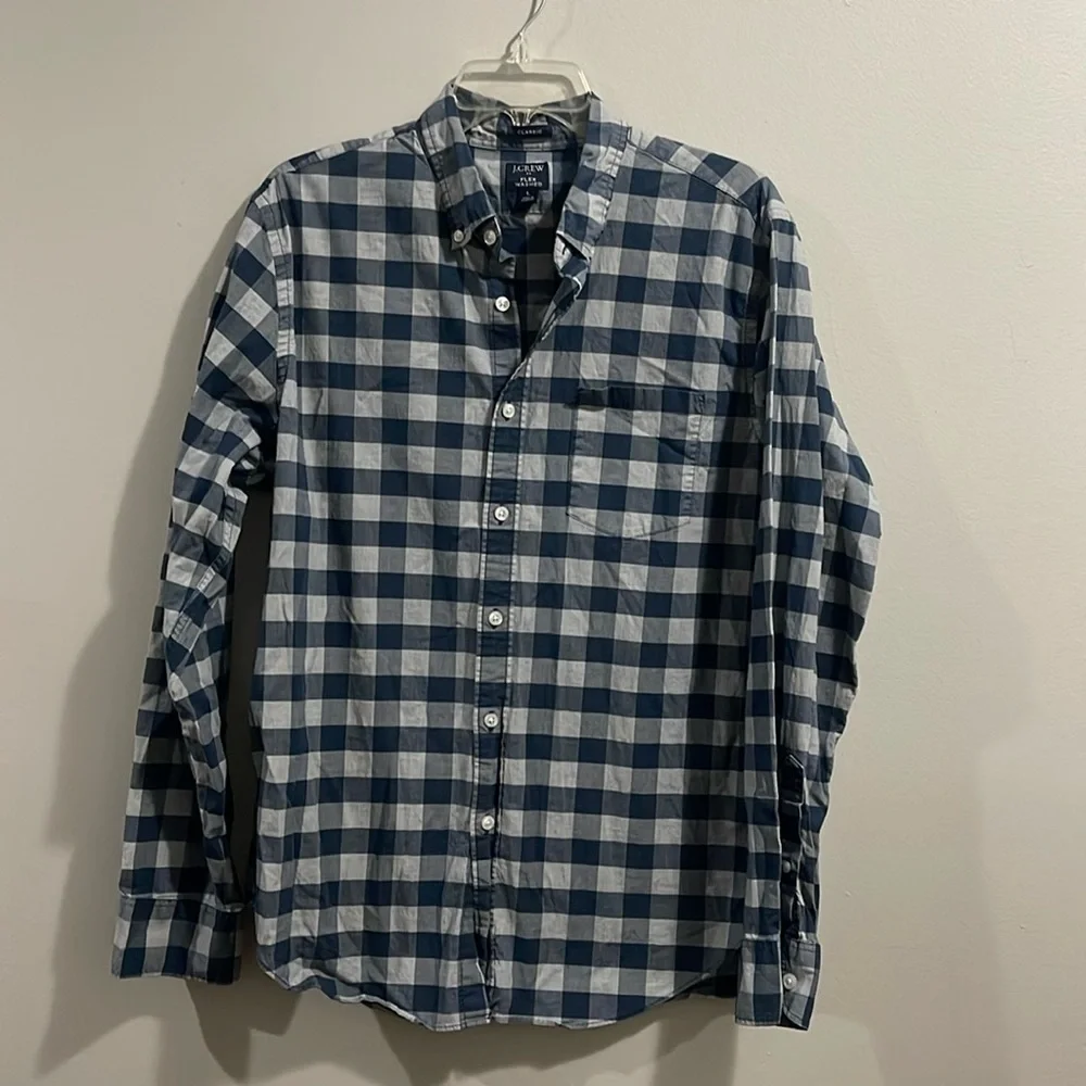 J.Crew Flex Button Down Shirt navy and grey plaid